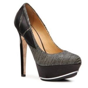 L.A.M.B. Dolores Taupe Geometric Platform Heels, BNIB